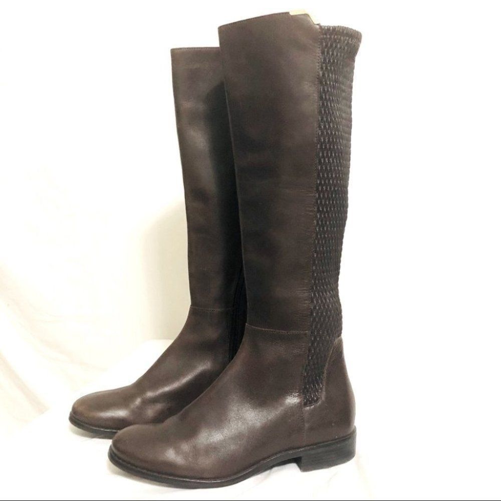 Cole Haan Leather Riding Boots Rockland Chestnut Brown Leather Knee High Size 6